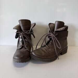 BOC Born Concept Boots Women’s 6 Saturn Fold Over Combat Brown Leather Shoes